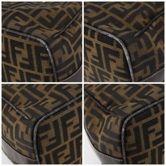 FENDI Zucca Canvas Vanity Hand Bag Black Brown Auth bs29458 - Picture 14 of 16